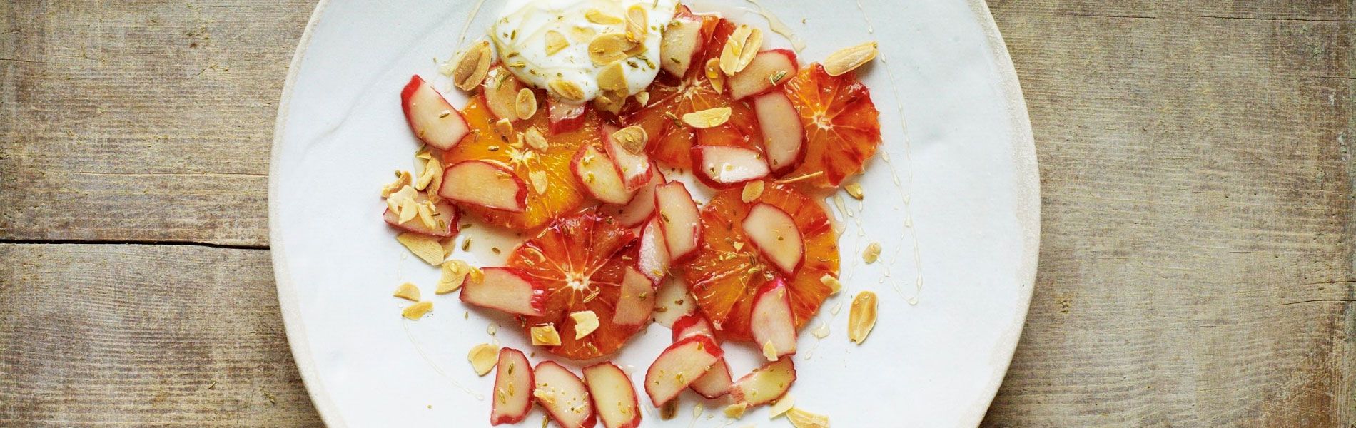 Gill's Rhubarb, Blood Orange, Toasted Almonds, Honey & Yoghurt recipe