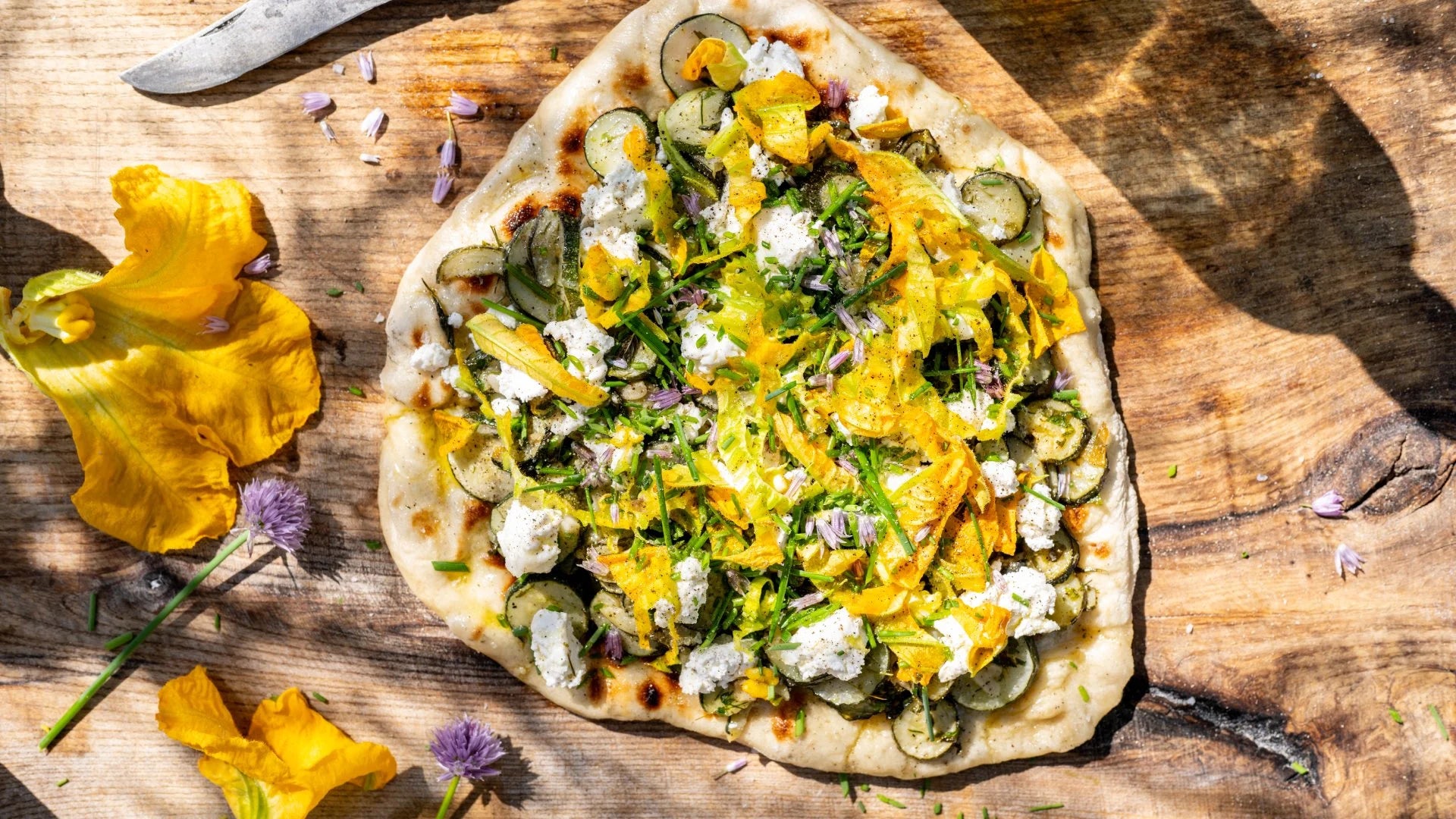 Lemony Courgette and Goat's Cheese Flatbreads