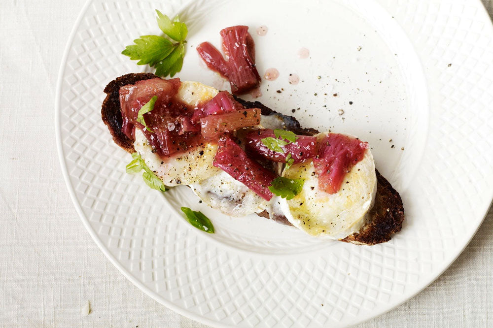 Gill Meller: Goat's Cheese with Rhubarb and Lovage Recipe