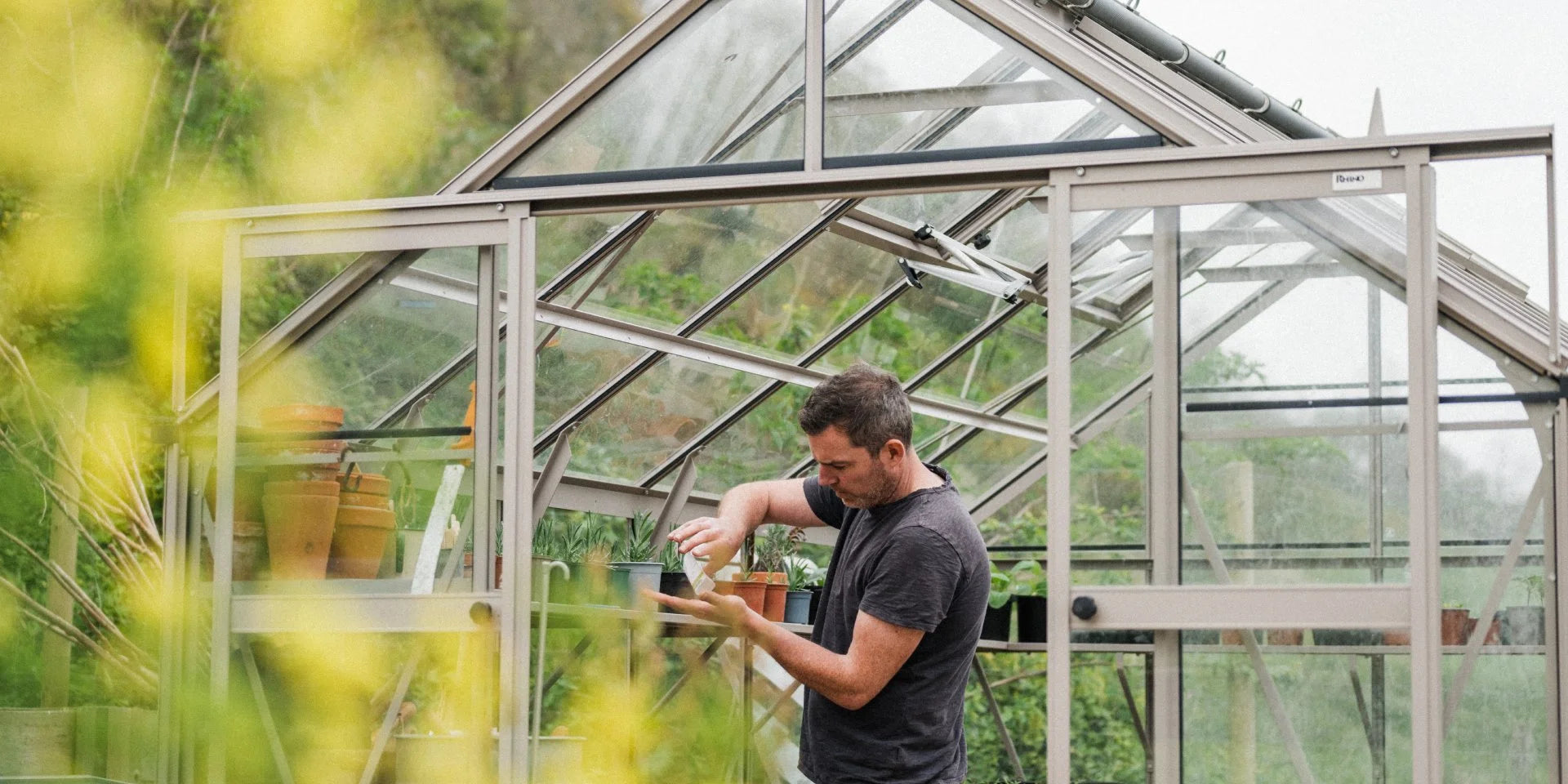 Gill in his Rhino greenhouse